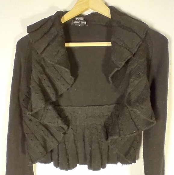 90's Y2K Luciano Dante Vintage Retro Bell Sleeve Cardigan Black Fairy Grunge M - Picture 3 of 10